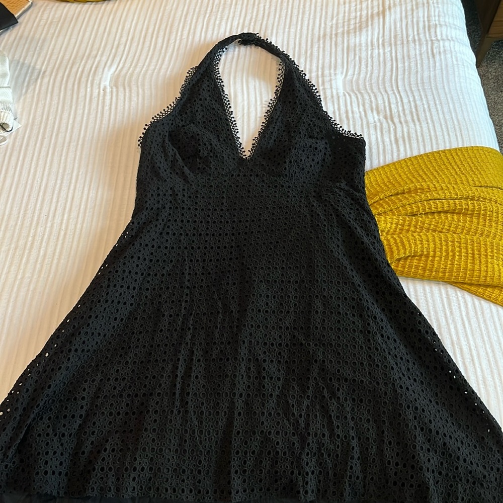 Black eyelet halter dress by Badgley Mischka dress. Size 12. Like new
